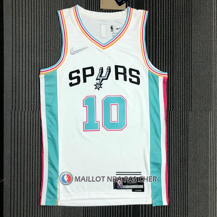 Maillot San Antonio Spurs Demar Derozan NO 10 Ville 2021-22 Blanc